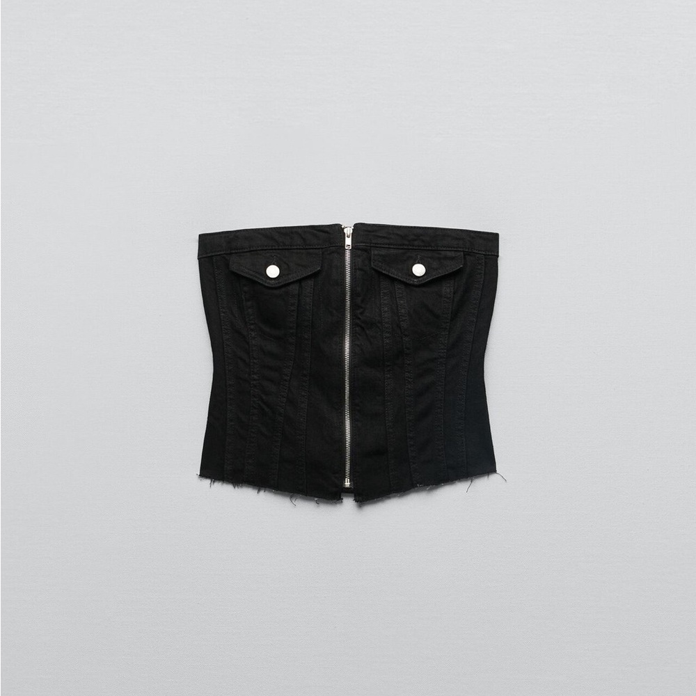Zara Black Denim Corset Top